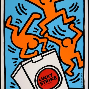Keith Haring Lucky Strike Poster: Vintage Pop Art Lithograph, 1987