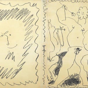Pablo Picasso – Bacchanale & Satyre, 1956 – Original Mourlot Lithograph Cover – Double Page – Picasso Lithographe III – Cramer 77