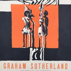 Graham Sutherland – Peintures et dessins, 1952 Cartaz original em litografia – Assinado à mão e dedicado a Tériade Impresso por Mourlot, Paris