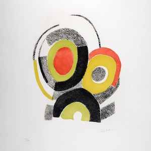 Sonia Delaunay Hand-Signed Etching: Les Illuminations de Rimbaud, 1973 - Limited Edition Color Aquatint