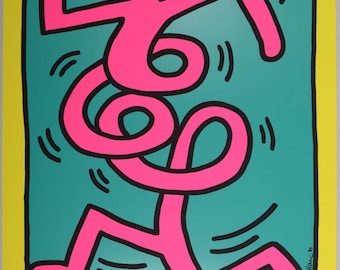 キース・ヘリング - 「ラブハート」 - ヴィンテージ オフセット