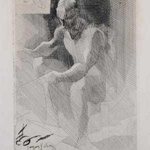 Jacques Villon – Le Peintre decoratore, 1934 – Acquaforte puntasecca firmata a mano – Biglietto d'auguri cubista francese – G&P 344