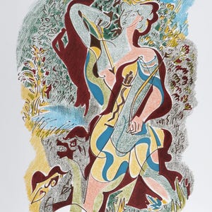 André Masson Abstract Lithograph: Sonnets de Louise Labé, 1972, Arches Paper
