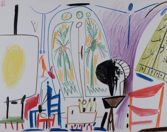 ピカソ ヴィンテージ プリント 1955 オリジナル ブック プレート「牧神