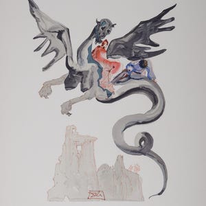 Salvador Dalí: Les Usuriers Holzschnitt - Göttliche Komödie Inferno 1963