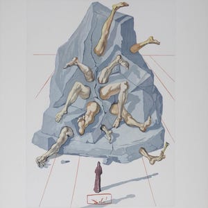 Salvador Dalí - Les Simoniaques: Original Holzschnitt Druck Göttliche Komödie Inferno 1963