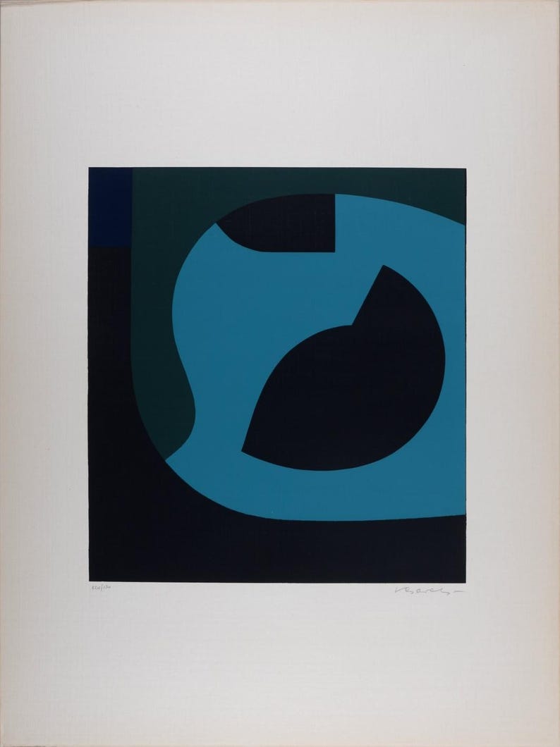 Vasarely El Llano Screenprint: Signed Op Art, 1956 Limited Edition image 1