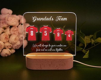 Personalisierte Vatertags-Fußball-Shirt-Druck-Lampe, Vatertagsgeschenk, Geburtstagsgeschenk für Vater, Großvater, kundenspezifisches Fußballgeschenk, Acrylplaketten-Licht