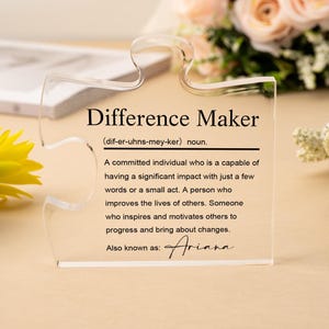 Personalized Difference Maker Acrylic Plaque,Retirement Gift,Coworker Gift,Thank You Gift,Gift for Teacher,Appreciation Gift,Leaving Gift