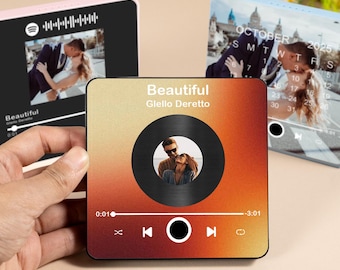 Personalized Fridge Music Magnet, Valentine’s Day Gift for Her, Plays Custom Song, Gift for Him, Couples, Custom Photo Music Fridge Magnet
