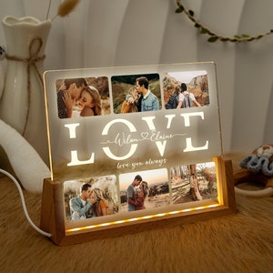 Personalized Photo Night Light: Couples Names, Wedding Picture Frame