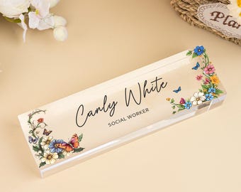 Niestandardowa tabliczka znamionowa z akrylu na biurko: dekoracja gabinetu nauczyciela z oświetleniem LED