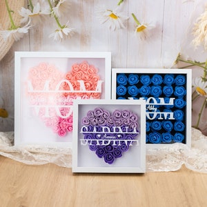 Caja de sombra de flores personalizada para mamá, regalo del día de la madre, caja con marco de rosas para mamá, caja de regalo de flores para mamá, abuela Nana, regalos de cumpleaños para mamá