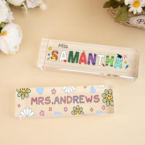Custom Teacher Desk Name Plate, Teacher Name Sign, Teacher Acrylic Block Desk Sign, Teacher Appreciation Gift, Back To School Teacher Gifts