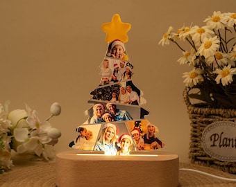 Luz de noche con foto personalizada para árbol de Navidad: Recuerdo familiar de acrílico