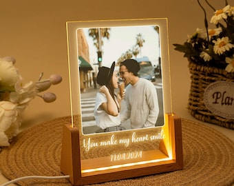 Peronalized Photo Night Light, Custom Photo Collage Frame Lamp, Wedding Gift for Couple, Gift for Mom, Valentines Day Gift, Anniversary Gift