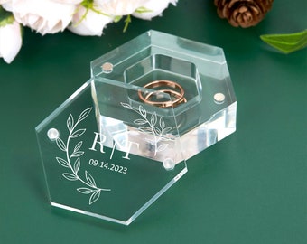 Hexagon Ring Box, Custom Wedding Ring Box, Personalised Acrylic Ring Box,  Ring Box For Engagement Wedding Ceremony , Gifts for Bridesmaid