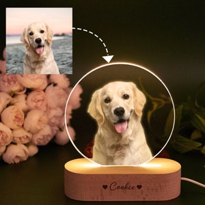 Custom Pet Photo Night Light,Personalized Dog Night Lamp with Photo & Name,Cat Picture Night Lamp,Pet Memorial Gift,Dog Cat Loss Sympathy