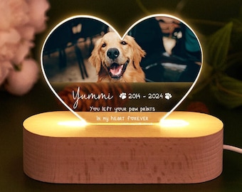 Personalized Pet Memorial LED Night Light, Custom Pet Photo Light Bedroom Decor Sign, Gift for Pets Lover, Dog Mom Gifts, Light up Sign