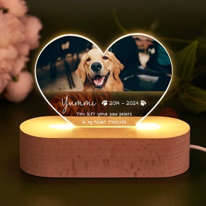 Personalized Pet Memorial LED Night Light,Custom Pet Loss Frame,Pet Photo Light,Dog Memorial Gift,Dog Cat Loss Sympathy Gift,Dog Mom Gifts image 3