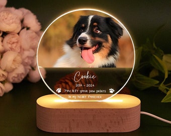 Gepersonaliseerde huisdier Memorial LED-nachtlampje, aangepaste huisdier verlies frame, huisdier foto licht, hond Memorial geschenk, hond kat verlies sympathie geschenk, hond moeder geschenken