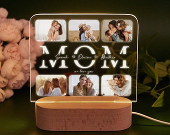 Personalized Photo Night Light,Custom Photo Collage LED Light,Mother's Day Gift,Mum Gifts from Daughter,Best Mom Ever, Birthday Gift for Her