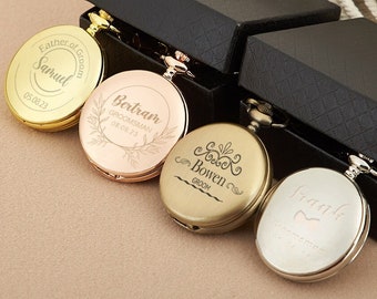 Personalisierte Taschenuhr, individuell gravierte Taschenuhr, Geschenke für Papa, Trauzeugen Geschenke, Vater des Bräutigams Geschenk, Valentinstag Geschenk für Freund