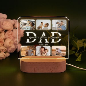 Personalized Photo Night Light, Fathers Day Gifts, Gifts for Husband, Bedroom Night Light, Gift for Dad, Best Dad Ever, Custom Name Light