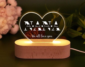 Personalisiertes Nachtlicht für Nana, individuelle LED-Lampe mit Namen des Enkelkindes