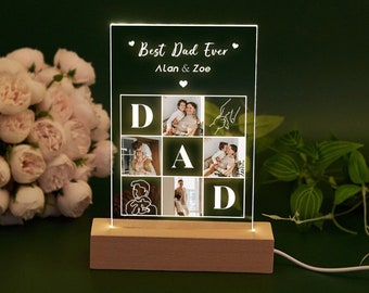 Personalized Fathers Day Photo Night Light, Best Dad Ever Gifts, Gifts for Husband, Dad, Daddy, Grandpa, Bedroom Night Light, Bedroom Light