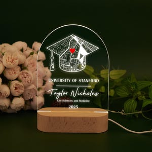 Personalized Campus Map Night Light, Custom College Map LED Night Lamp, University Map Acrylic Plaque, Graduation Gift for Class of 2025