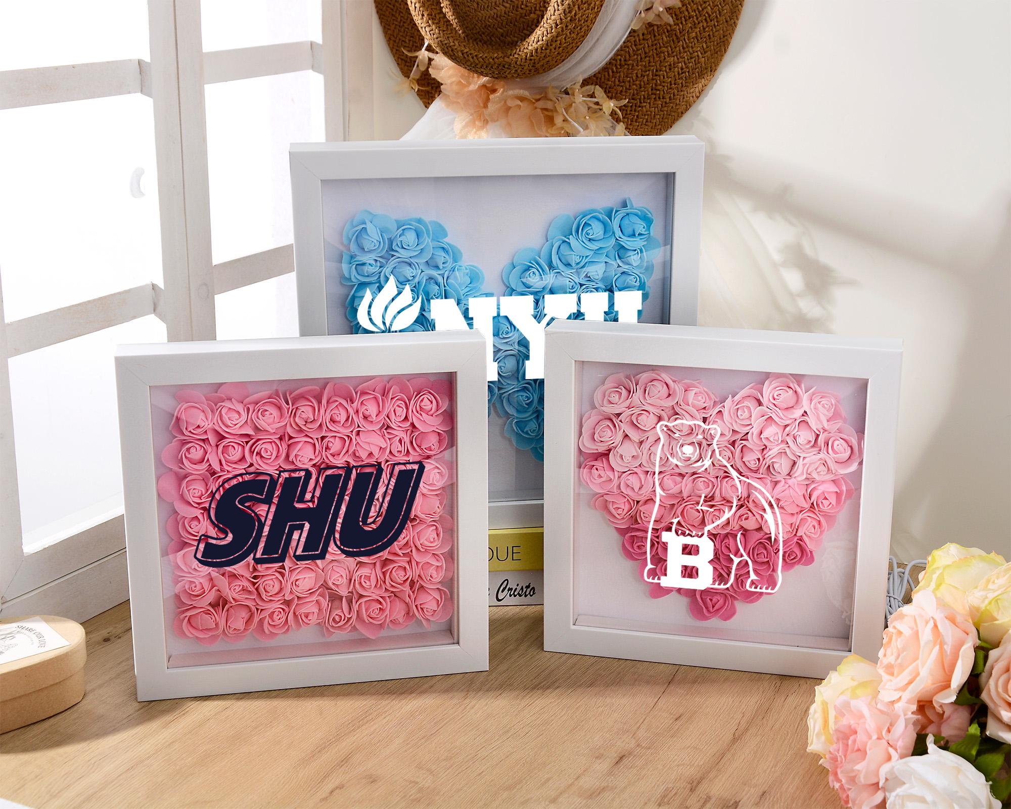 Commitment Box College Logo Flower Shadow Box, Graduation Gifts, College Acceptance ...