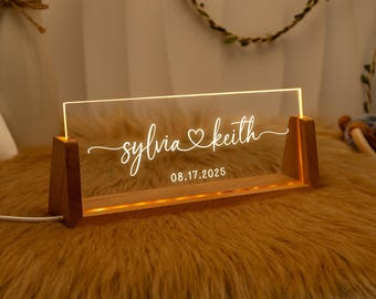 LED Couples Name Light,Names and Date Lamp,Custom Wedding Night Light,Anniversary Gift,Home Decor,Engagement Gifts,Romantic Gift for Her