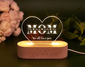 Personalized Night Light for Mum, Custom Led Lamp with Kids Name, Mum Gift, Mother's Day Gift, Gift for Mom, Home Decor, Best Mom Ever