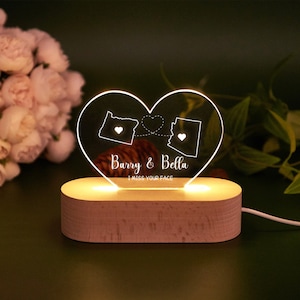 Custom Two Map Night Light,Always Under The Same Sky,Long Distance Relationship Lamp,Going Away Gift,Couple Gift,Miss You Gift,Friend Gift image 3