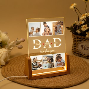 Personalized Family Photo Night Light: Custom Dad Gift