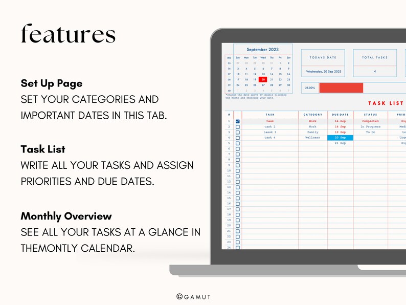 Simple Task List Tracker Planner Digital Simple Google Sheets ...