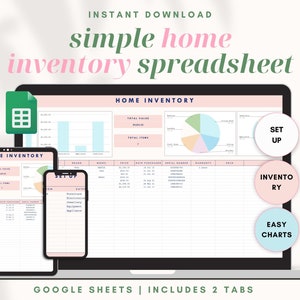 Home Inventory Tracker Insurance Simple Google Spreadsheet Serial Numbers Personal Property Valuables Assets Moving Tracker Spreadsheet