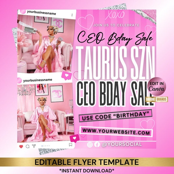 CEO Birthday Flyer, CEO Birthday Special, Discount Flyer, Girl Boss Flyer, Birthday Girl Party Invites Flyer, Boss Lady Birthday Party Flyer