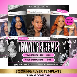 January Hair Booking Flyer, New Year Booking Flyer, January lash, January nail, Book Now Flyer, January Calendar Hair Lash Wig Braid Loc MUA