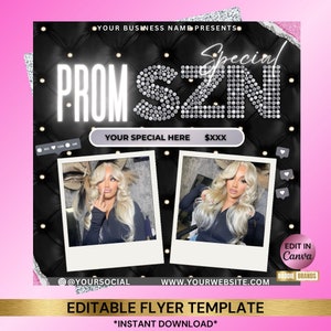 Prom Flyer, Prom Booking Flyer, Prom Hairstylist Nails Lashes Makeup MUA Flyer Braids, Prom Special Flyer, Prom Makeup Flyer, Book Now Flyer