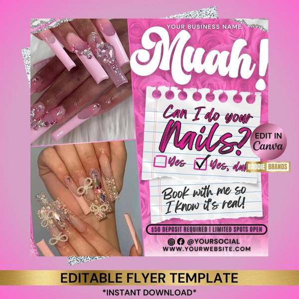 Nails Booking Flyer, Nails Flyer, Nail Appointment Available, Nail Books Open, Nail Tech flyer, Book Now Flyer, Hair Lash Braids Locs Flyer