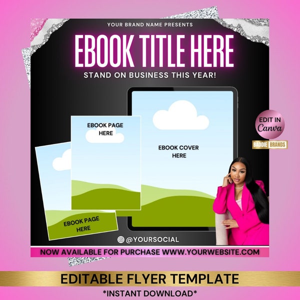 DIY eBook Flyer Template, Canva eBook Flyer Design, Matching Template for Make Money Online, eBook Listing Cover, Product Picture, Promotion