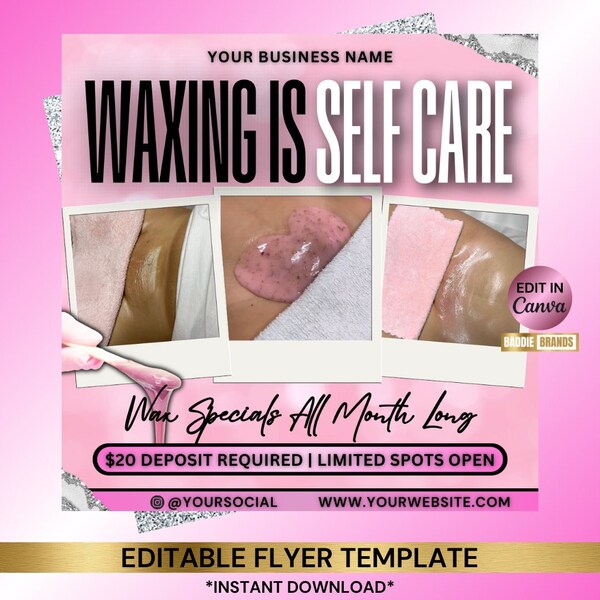 Wax Flyer, Wax Booking Flyer, Body Wax Booking Flyer, Spa Wax Flyer, Body spa, Waxing flyer, Wax Book Now Flyer, Wax Books Open Flyer