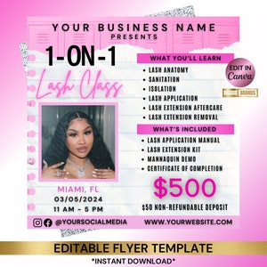 Lash class flyer template, 1 on 1 Lash Class Flyer, Lash Extensions class, Lash mapping, Master class flyer, Lash Flyer, Lash Tech Course