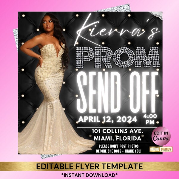 Prom Send Off Flyer, Prom Send Off Invitation Prom Flyer, Prom Invitation, Prom Flyer, Prom Season Flyer,DIY Prom Event Flyer, Prom Send Off