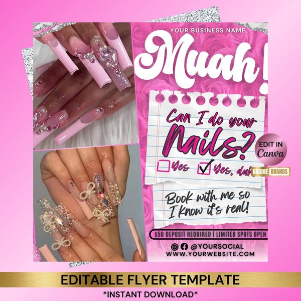 Nail Booking Flyer, Nail Flyer, Nail Tech Flyer, Nail Appointments Available flyer, Nail Book now flyer, Nail Instagram Post Content Flyer