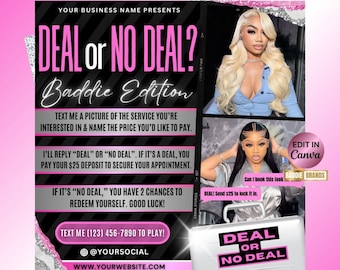 Deal or No Deal Hair Flyer: Baddie Edition Canva Template (Digital Download)