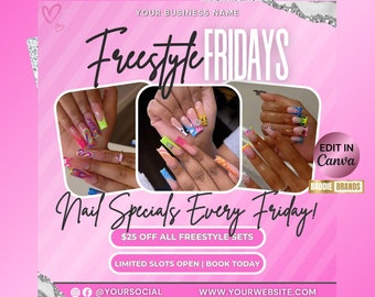 Nail Specials Flyer: February Booking, Social Media Template (Digital Download)