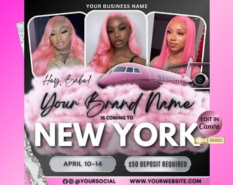 Traveling Beauty Tour Flyer Template, Customizable in Canva (Digital Download)